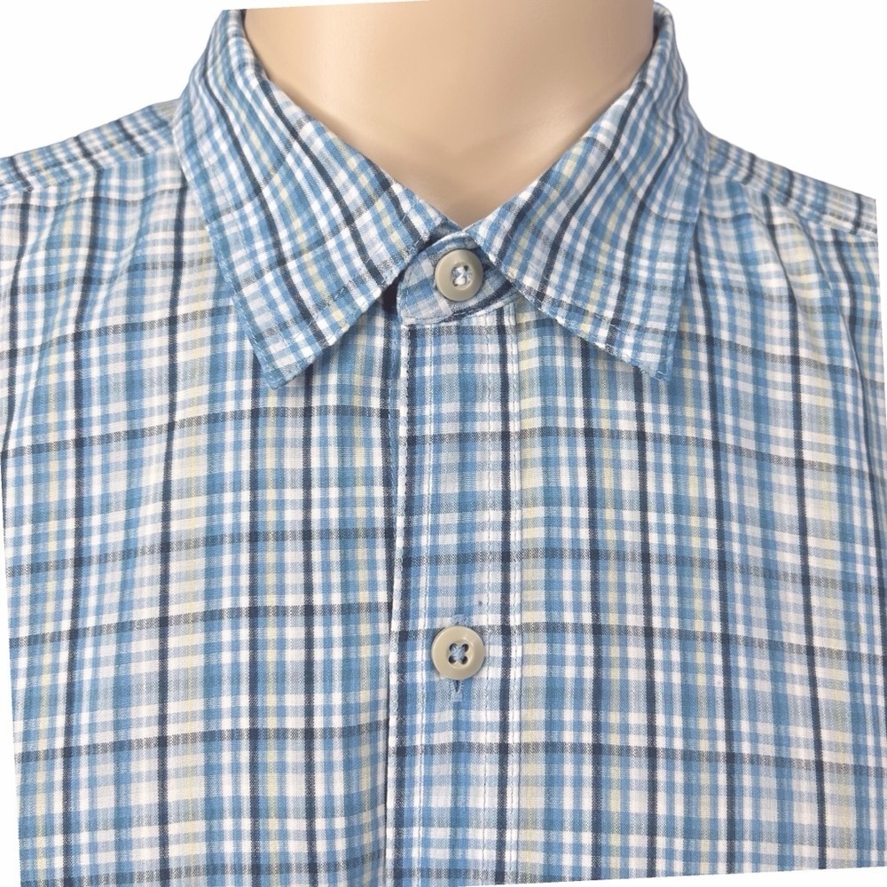 Patagonia Short Sleeve Shirt XL Plaid Blue White - Picture 5 of 8